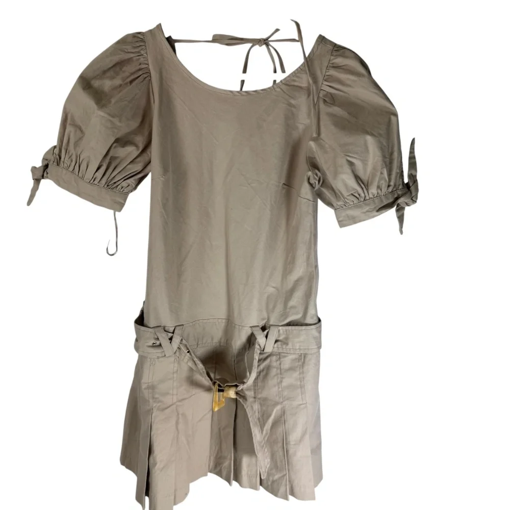 Free People‎ Sevi Puff Sleeve Editorialist NWT French Oak Pleated Dress Sz XS
